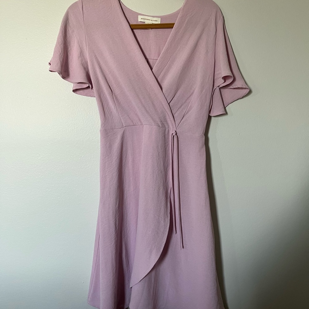 Monteau Light Pink Wrap Midi Dress